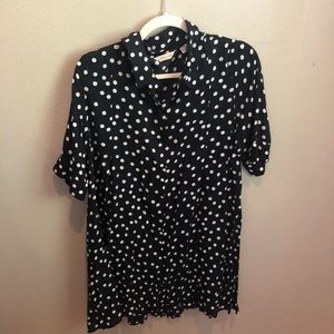 Collared polka dot button up tunic